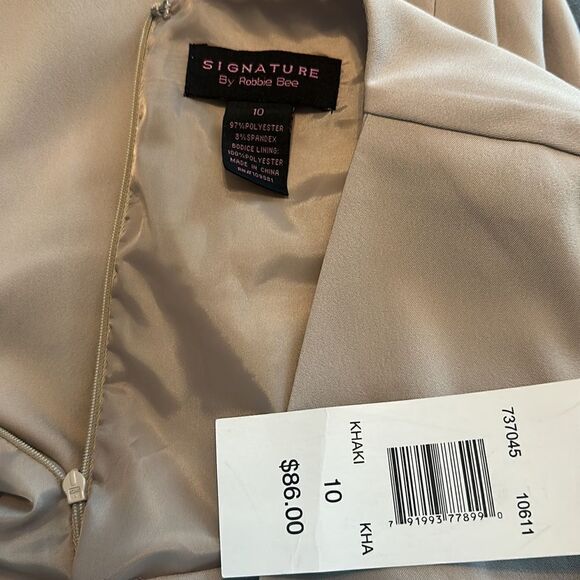 Signature by Robbie Bee Khaki Belted Cap Sleeve Dress with POCKETS size 10 NWT - Picture 10 of 11